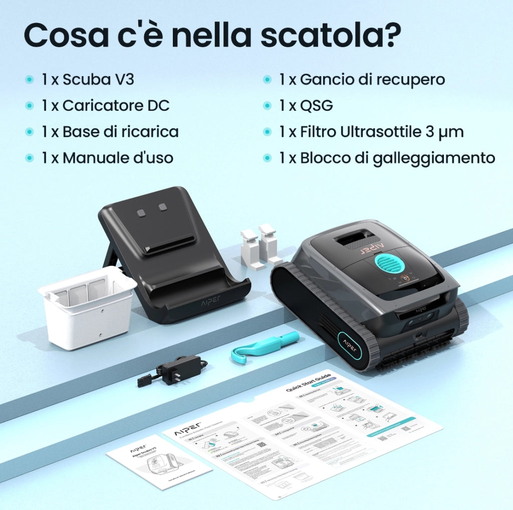 Aiper Scuba V3 – Robot Pulitore Senza Fili per Piscine con Navigazione Intelligente