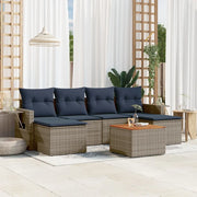 Set Divani da Giardino 7 pz con Cuscini Grigio in Polyrattan 3224689