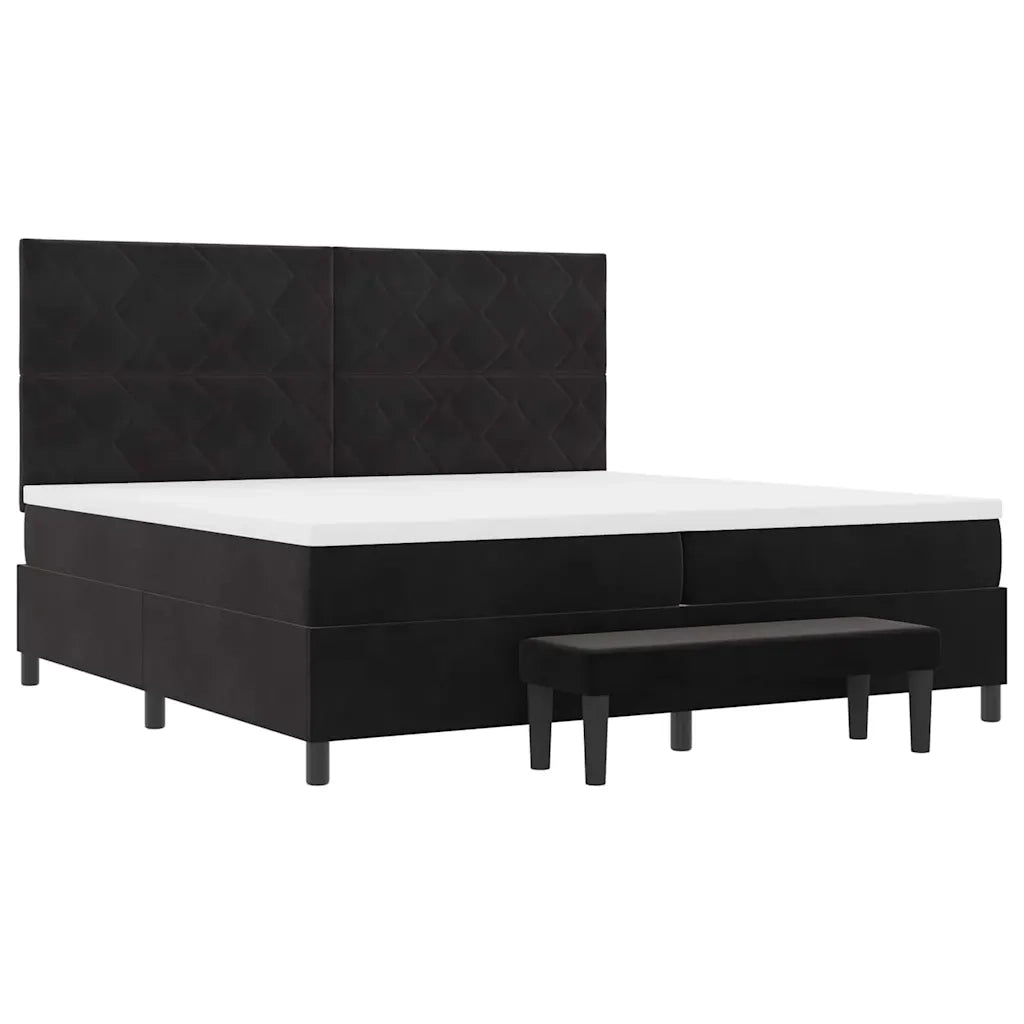 Letto a molle con materasso Nero 200 x 200 cm Velluto