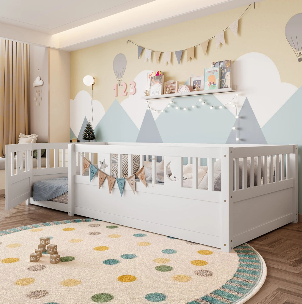 LETTO per bambini con sponde 90x190 cm in pino bianco