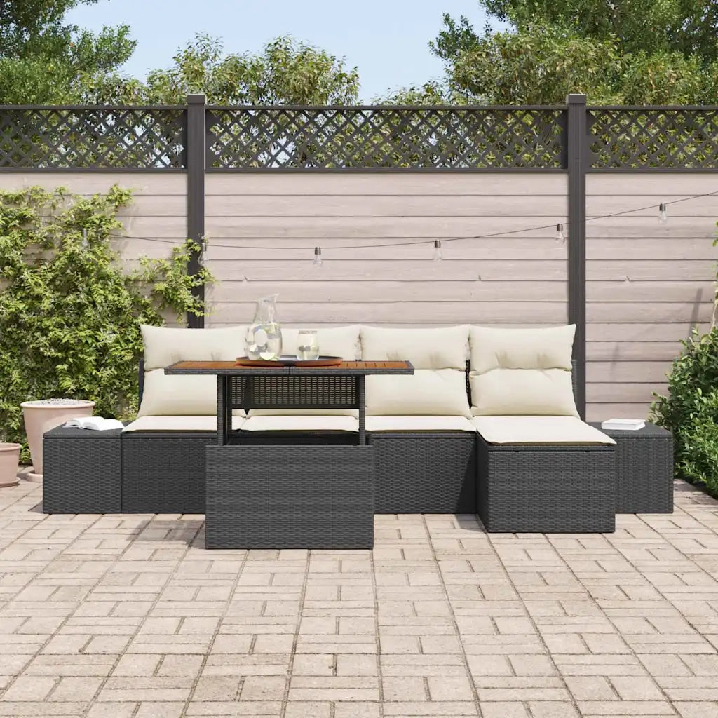 Set Divano da Giardino con archiviazione 6 pcs Nero Poly Rattan 3358686