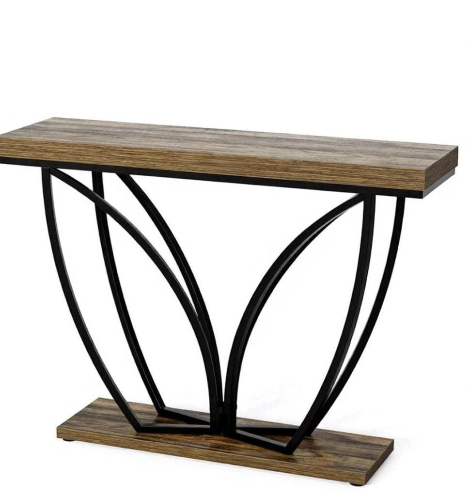 Console da ingresso 105x30 cm in MDF e metallo marrone rustico e nero