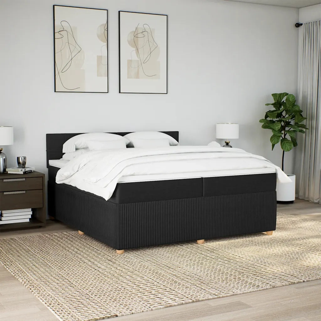 Giroletto a Molle con Materasso Nero 200x200 cm in Tessuto 3289865