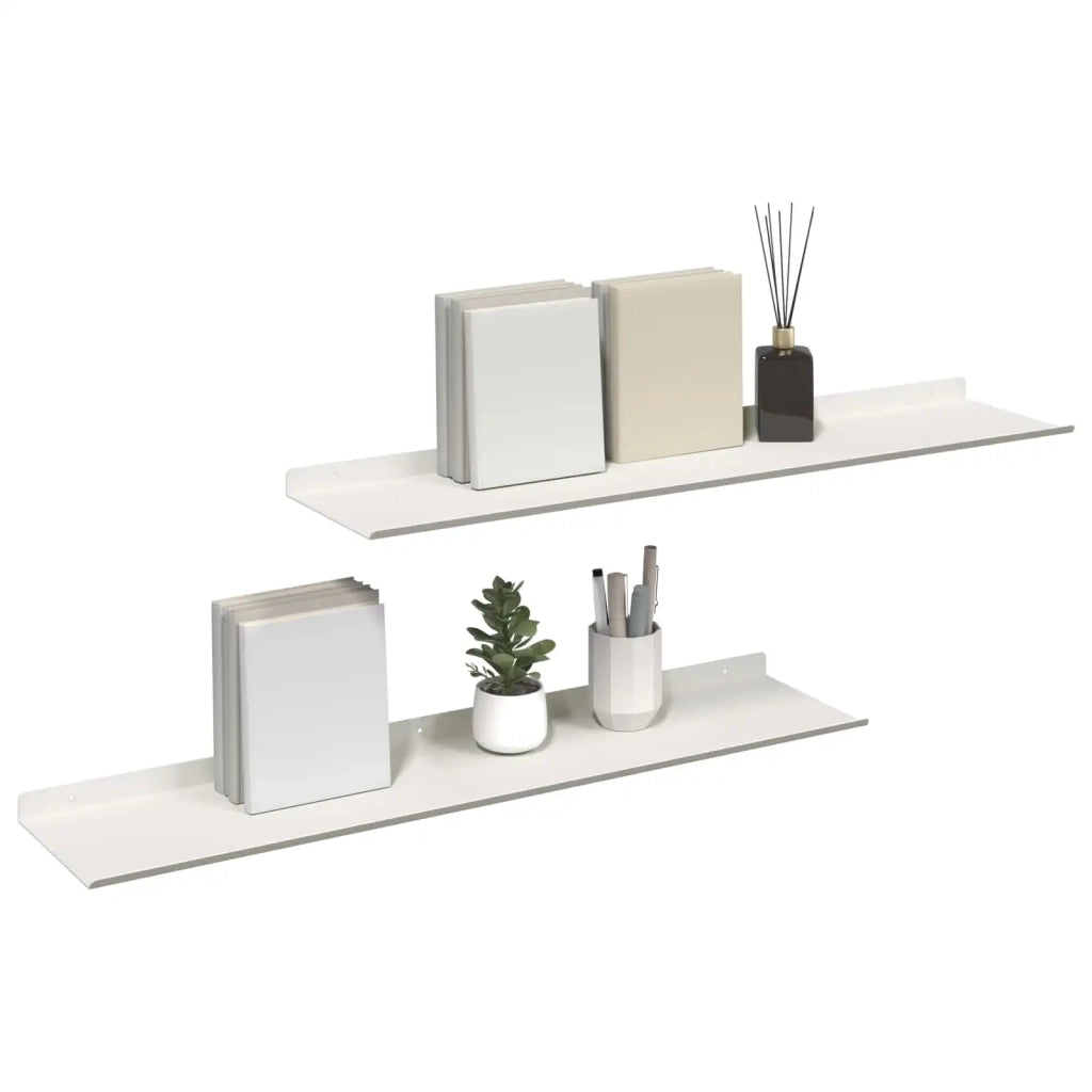 Mensola sospesa 2 pcs Bianco 80 x 18 x 2,5 cm Acciaio 8004042