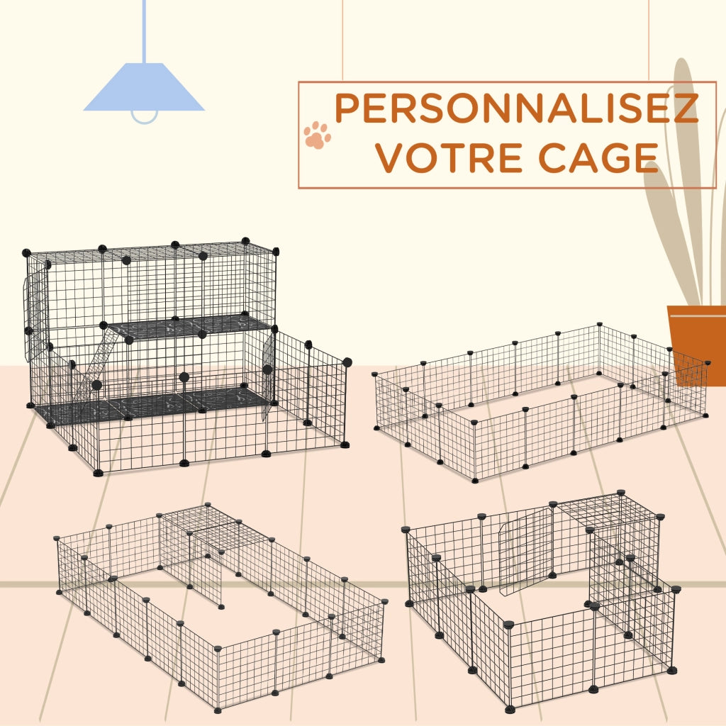 Recinto per Animali Domestici Modulabile ¨C Minimal ¨C 105x105x70 cm Nero