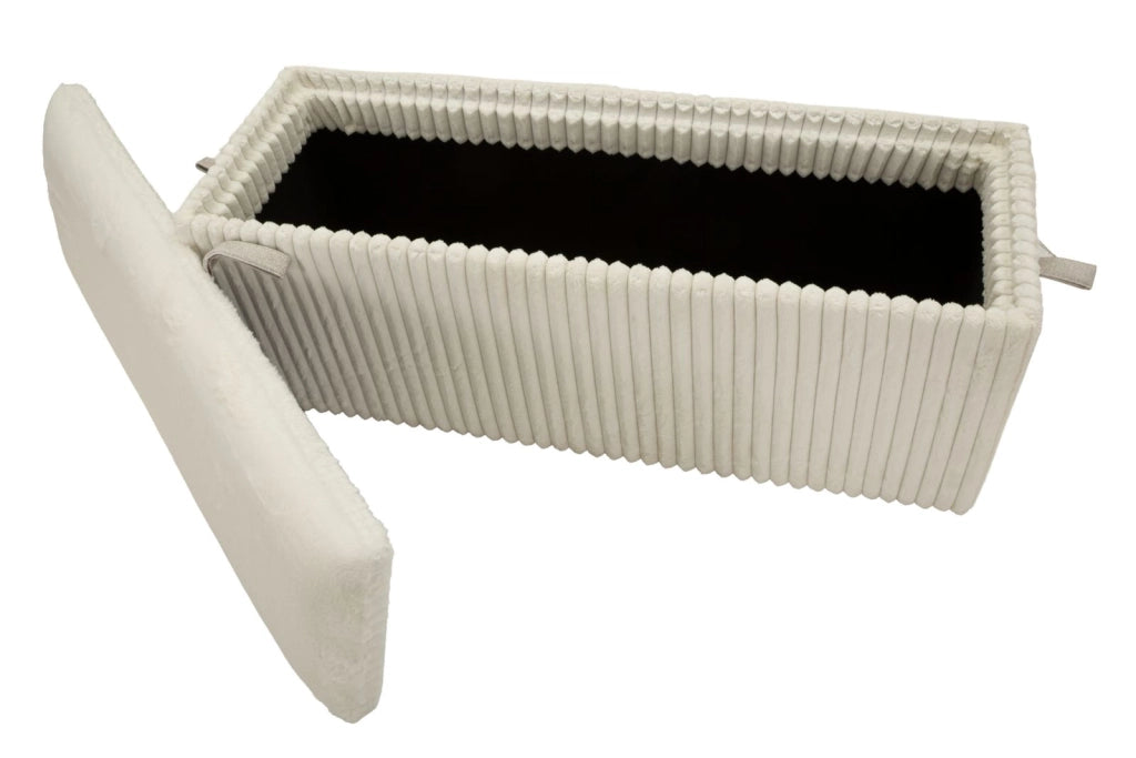 Panca con Contenitore Goteborg 113x41x44 cm in MDF e Spugna e Poliestere Bianco