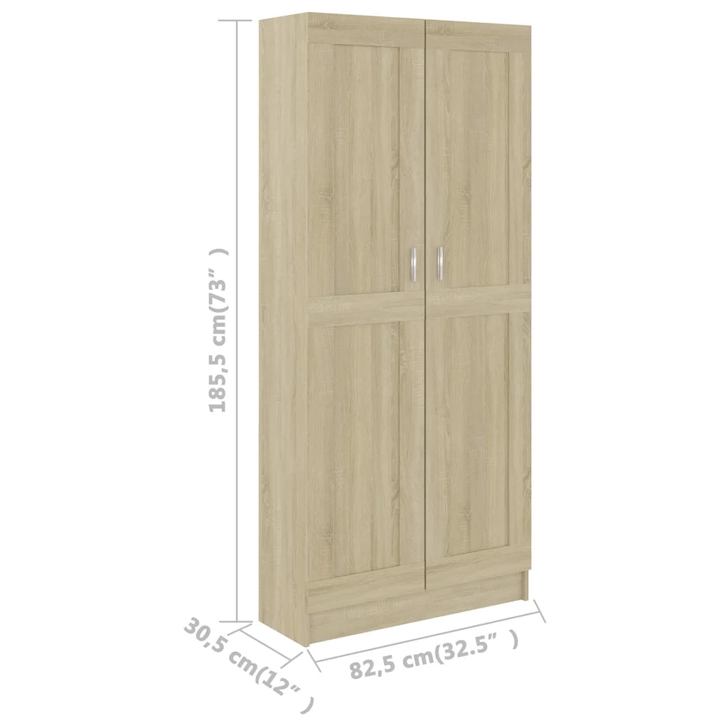 Libreria-Scaffale per Libri-Mobile di Stoccaggio Rovere Sonoma 82,5x30,5x185,5 cm in Legno Multistrato