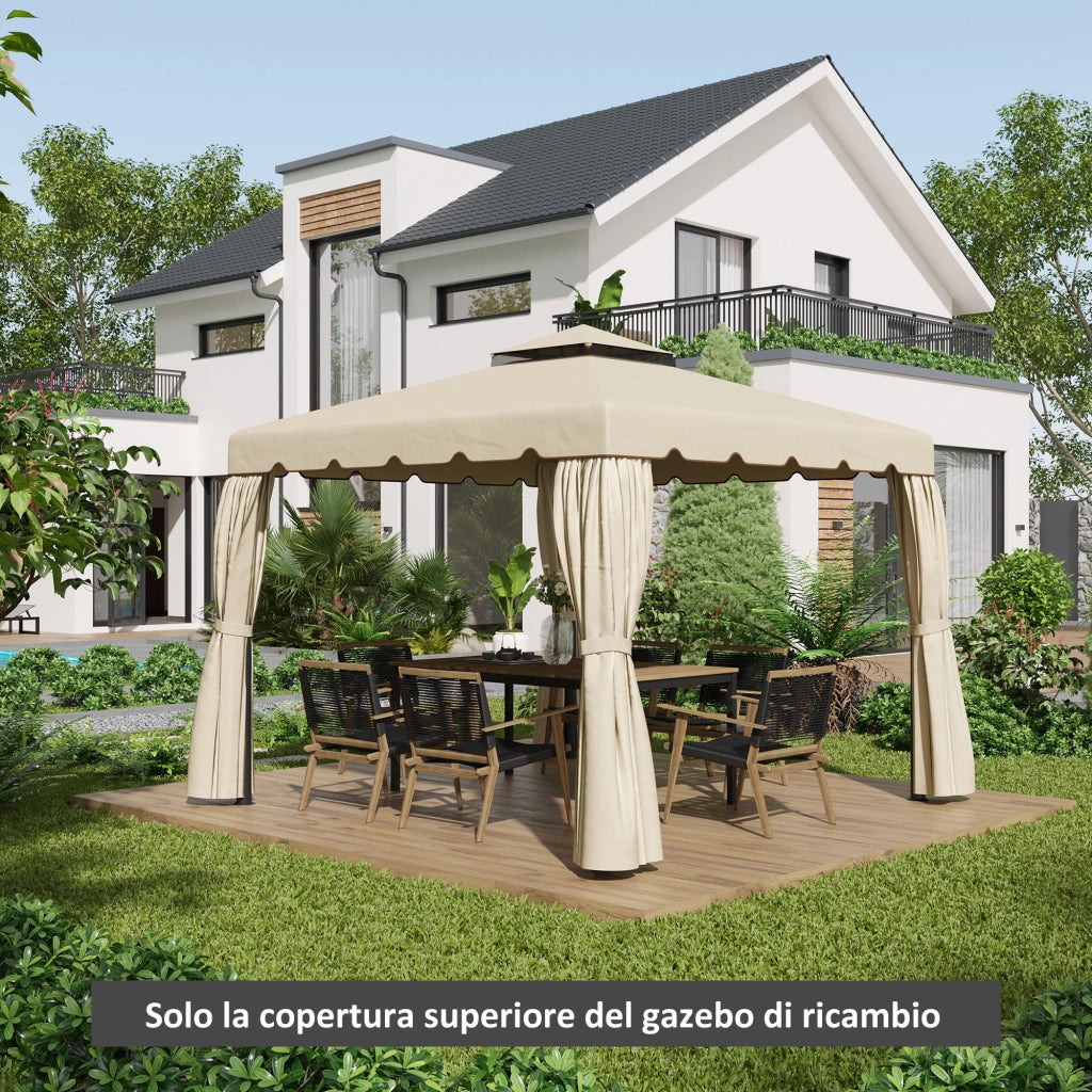 Tettuccio di Ricambio per Gazebo da Giardino ¨C Xylo ¨C 3x3m Poliestere Beige