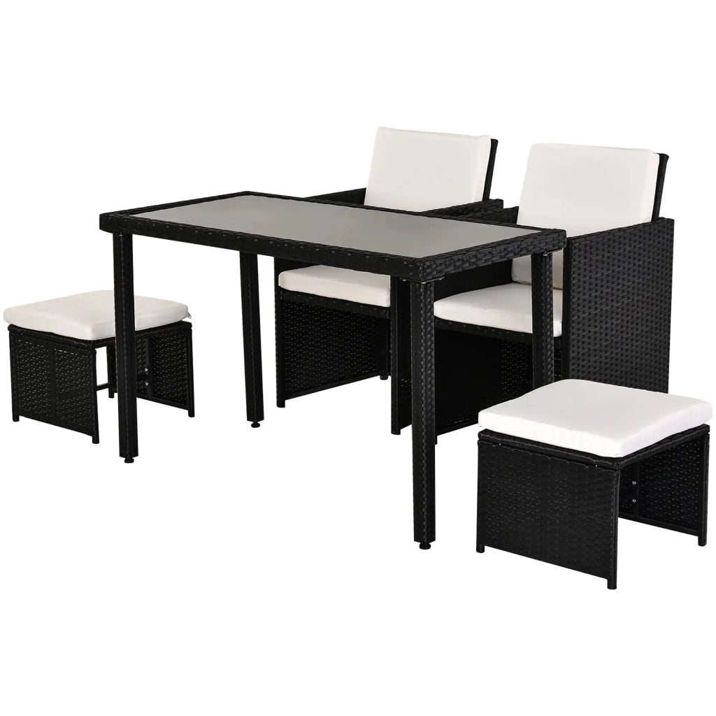 Set da Giardino 11 Pezzi in Polyrattan con Cuscini ¨C MINIMAL ¨C Nero