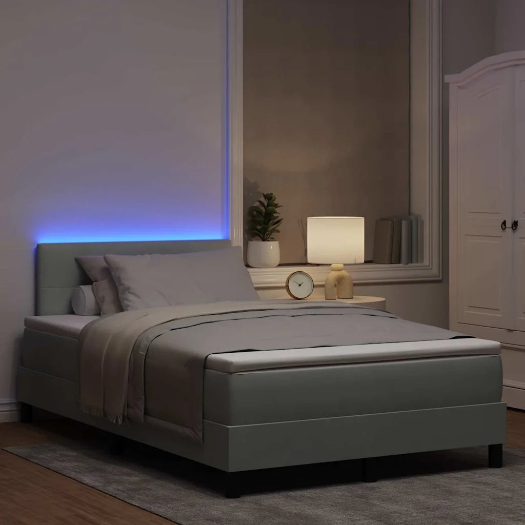 Letto a Sorgente LED con led Grigio chiaro 120 x 200 cm Velluto