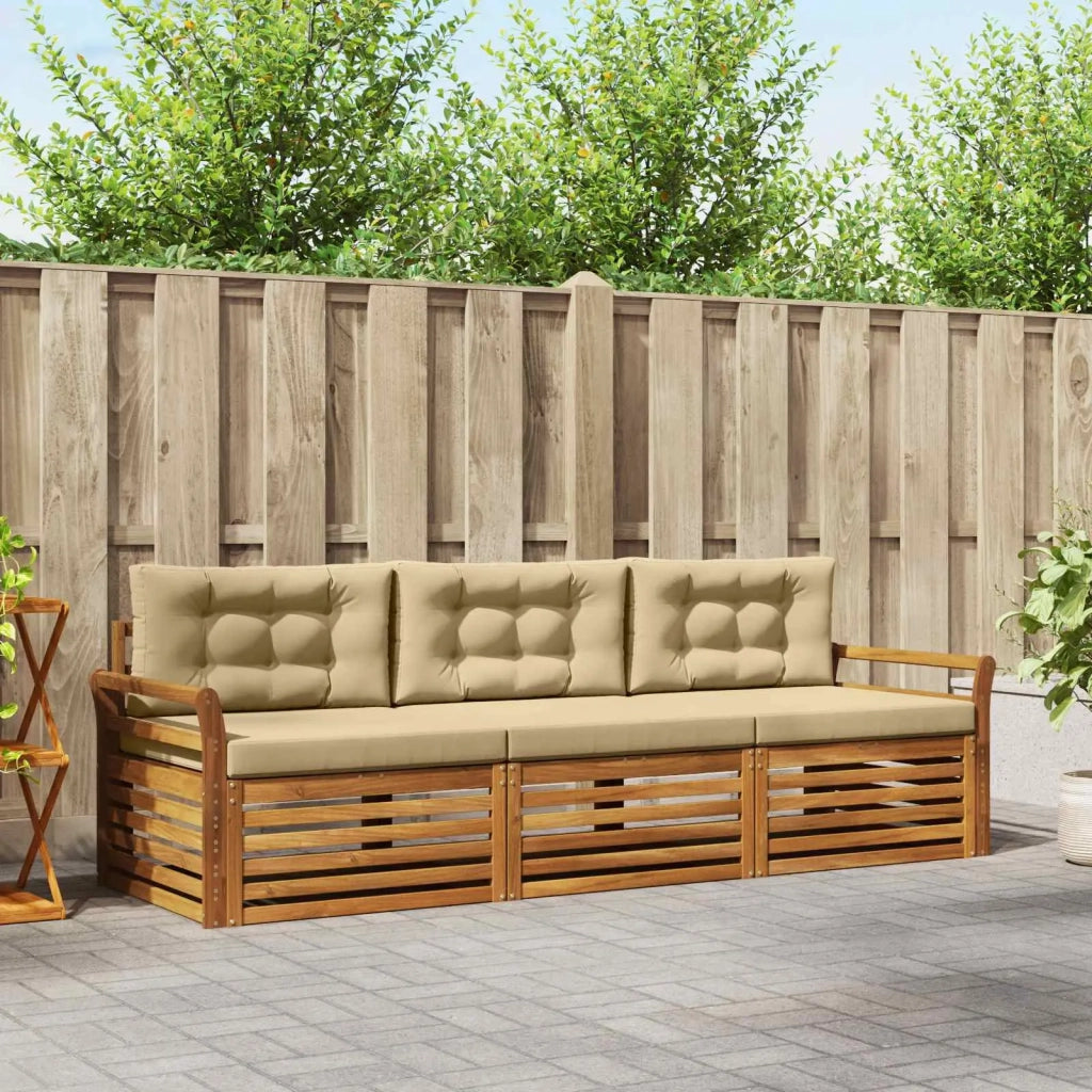 Set di divani da esterno con cuscino 3 pcs Naturale e Beige 3372943