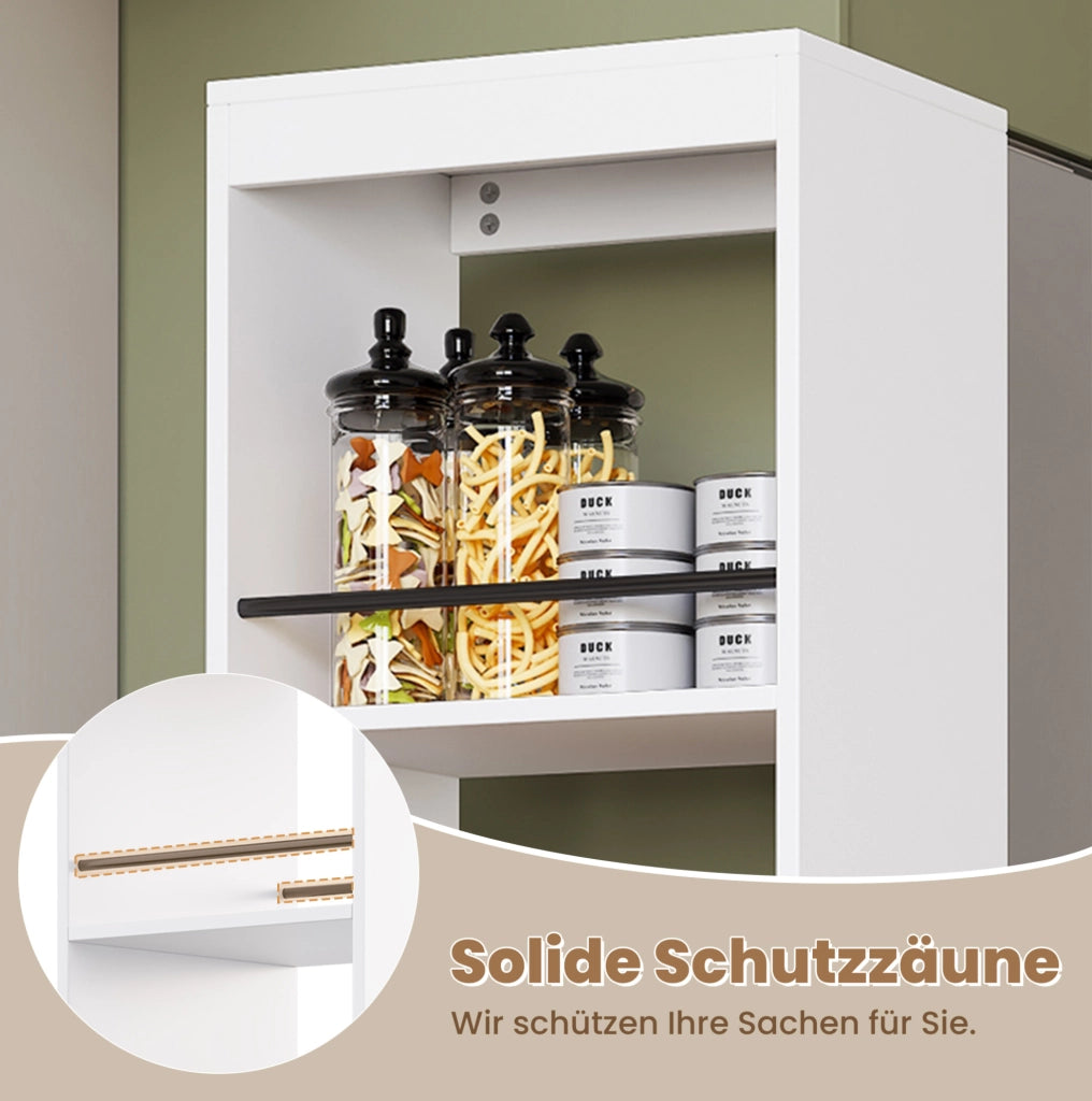 Libreria stretta 40x30x160;5 cm in MDF bianco con ruote e barre di protezione