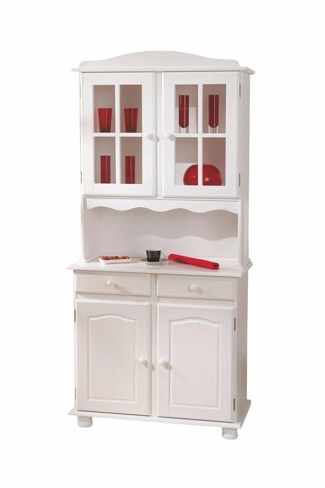 MOBILE SOGGIORNO CREDENZA VALENCIA 88x43/32x198H PINO MASSELLO VERNICIATO AD ACQUA BIANCO