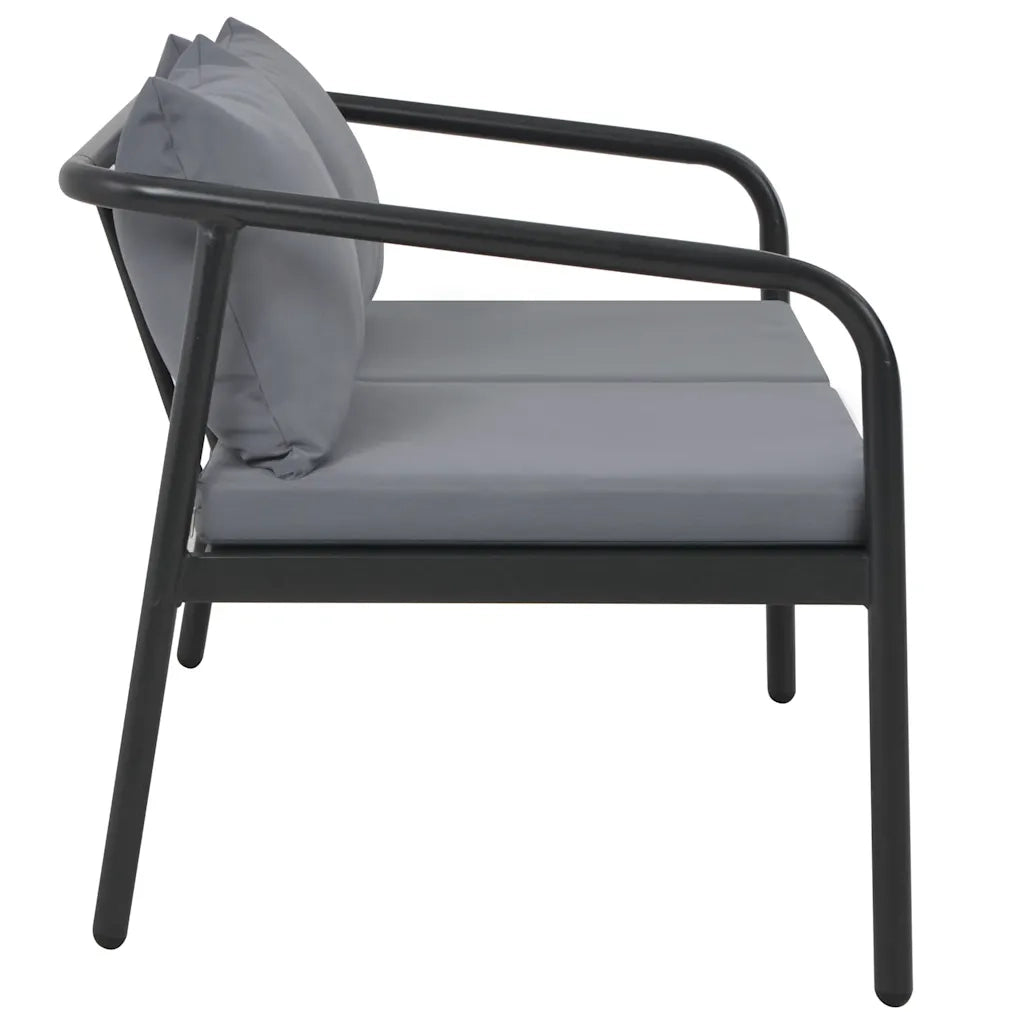 Divano da Giardino a 2 Posti con Cuscini Grigio in Alluminio 44699