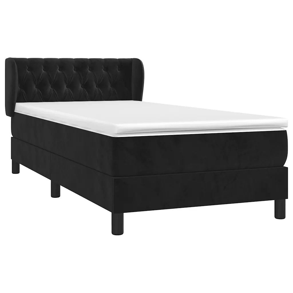 Giroletto a Molle con Materasso-Struttura Letto Nero 90x200 cm in Velluto 192124