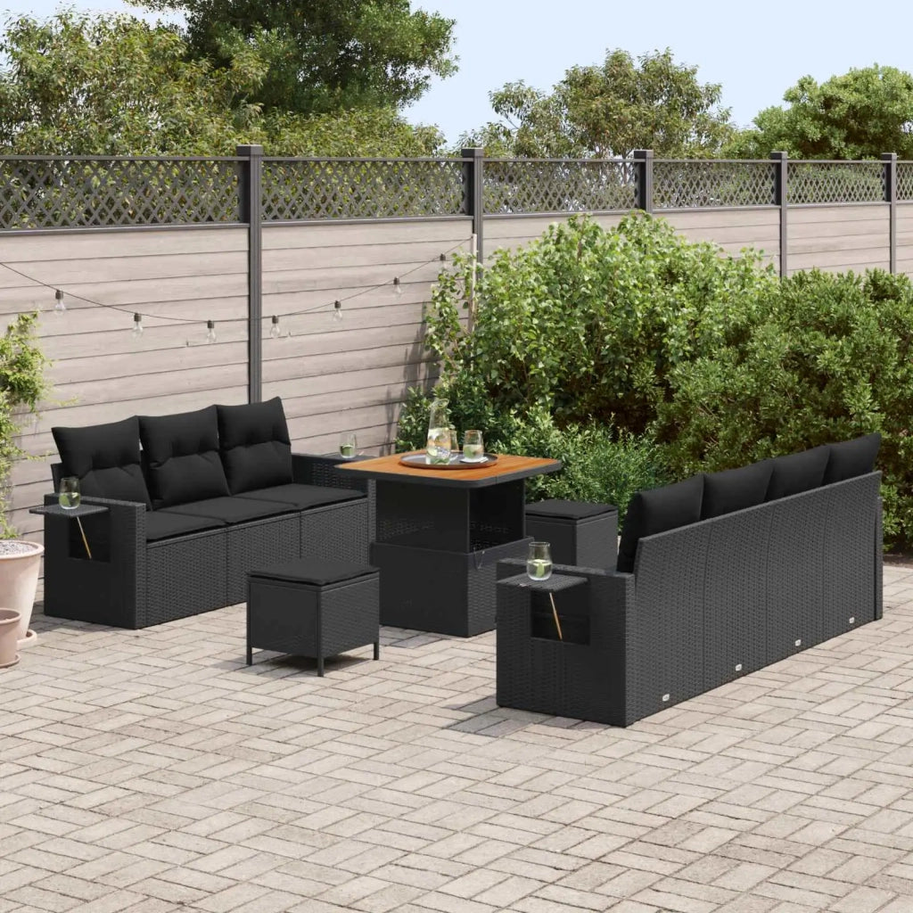 Set Divano da Giardino 10 pcs Nero polyrattan 3361704