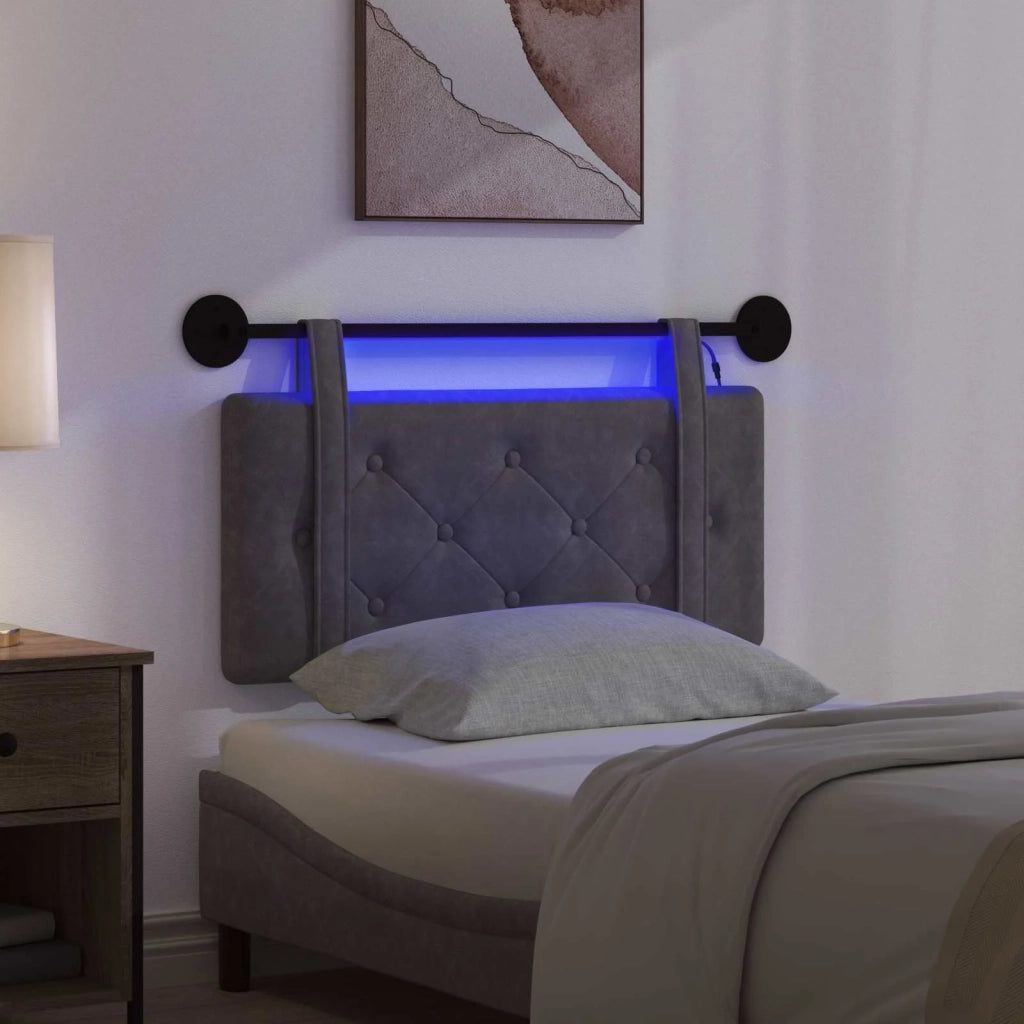 Testiera | Testata sospesa Con luce LED Nero PU Antico