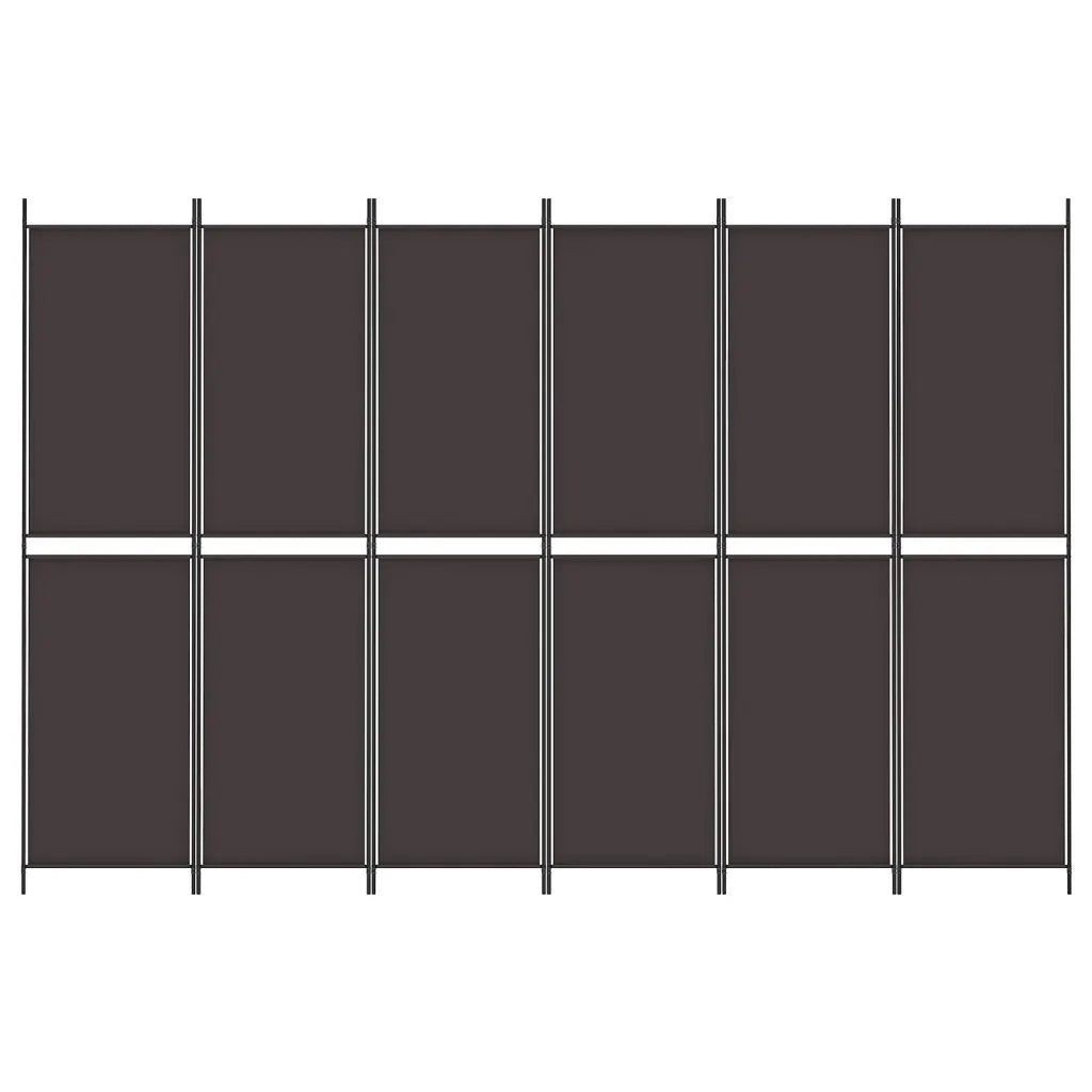 Divisorio Ambienti | Divider per stanze | Paravento a 6 Pannelli Marrone 300x200 cm in Tessuto