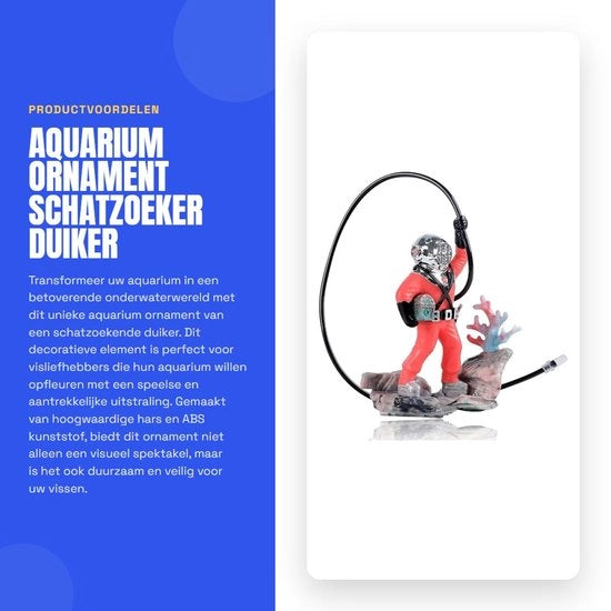 Decorazione Acquatica Ornamento Duiker - Decorazione Sottomarina - Cacciatore di Tesori - Bubbler - Leggero - Plastica ABS 106 x 85 x 35 mm - Decorazione Acquatica