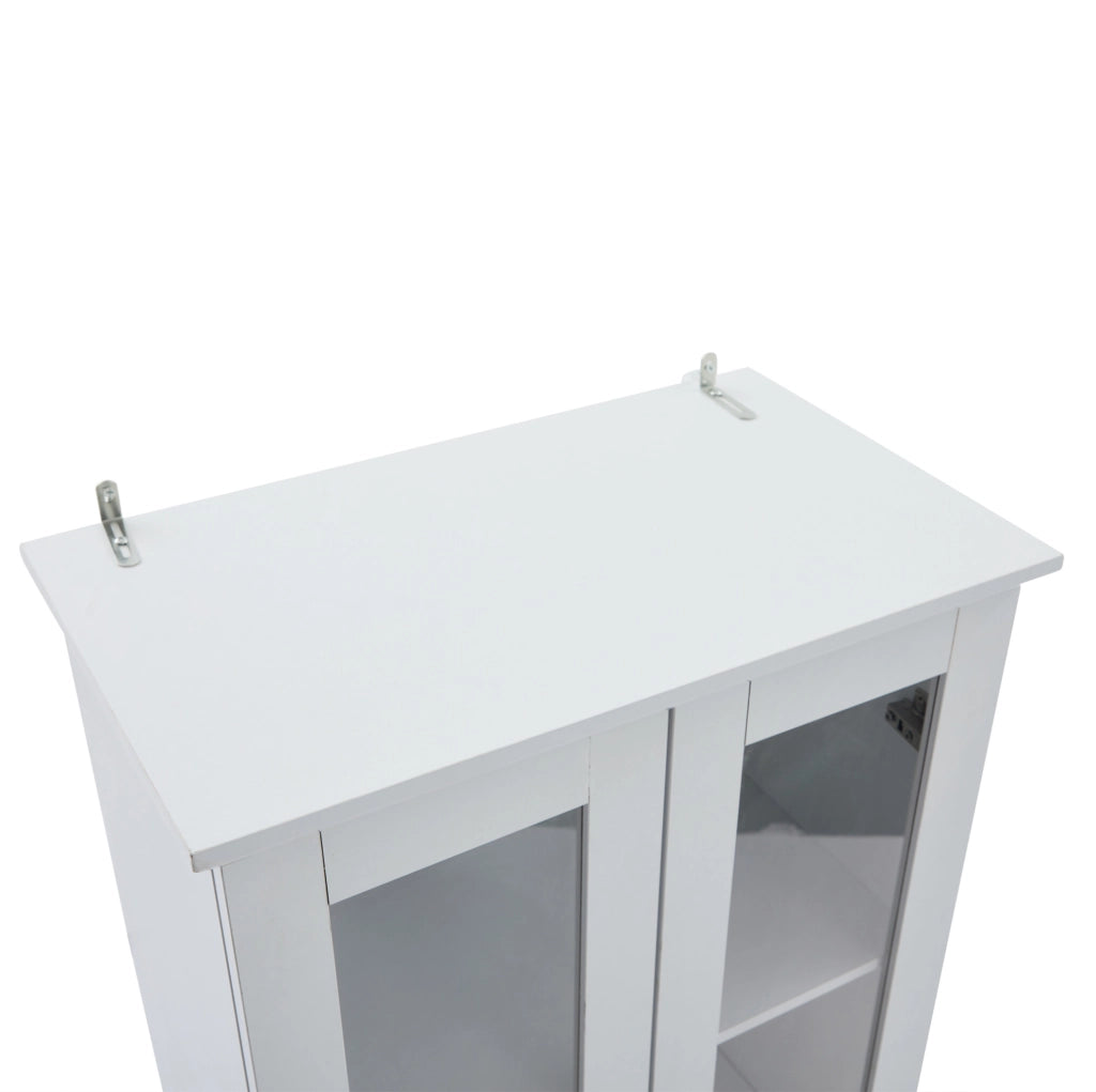Vetrina 60x35,5x165 cm con LED Bluetooth, 2 cassetti in MDF e truciolare bianco