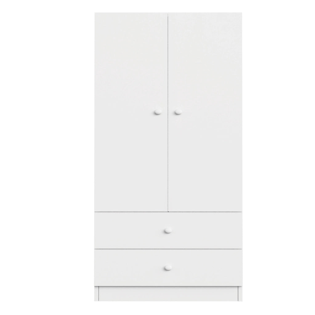 Armadio Singolo 70x40x170 cm con Due Cassetti, Design a Blocchi di Colore, Rosa e Bianco