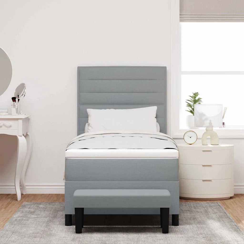 Letto a molle con materasso Grigio chiaro 100 x 200 cm Tessuto