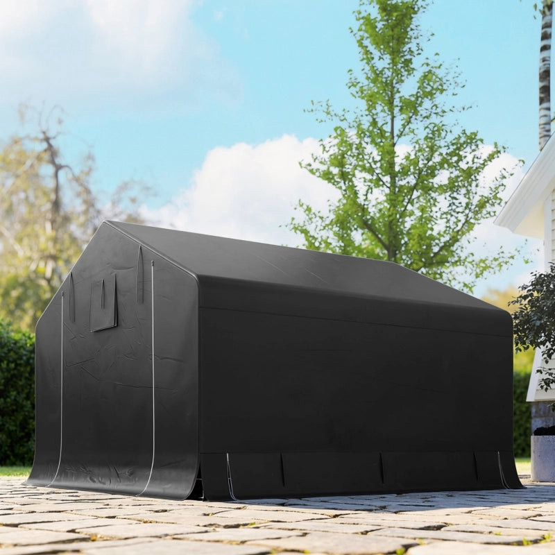 Tenda garage porta attrezzi 3 x 3 m, struttura in metallo zincato, grigio scuro