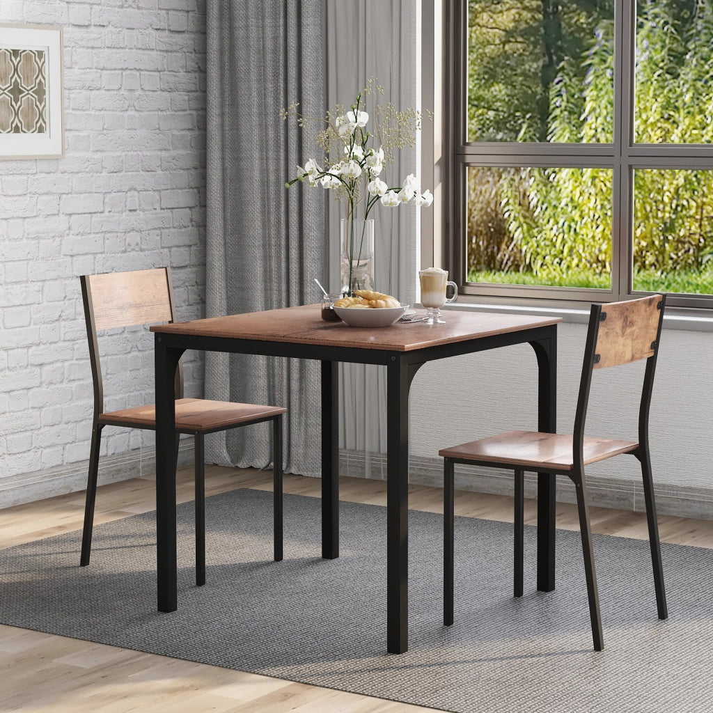 SET PRANZO 70x70x75 cm Marrone in metallo Set da 3 pezzi