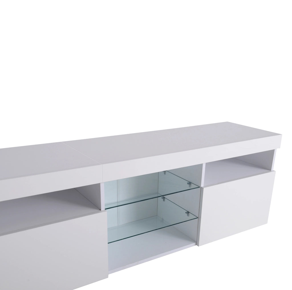 Mobile TV moderno 180 cm con illuminazione LED variabile in MDF bianco