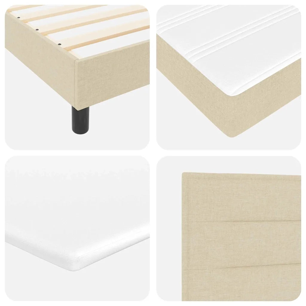Letto a molle con materasso Crema 90 x 190 cm Tessuto 3339938