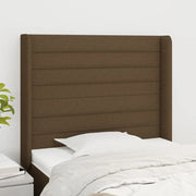 Testiera ad Orecchio-Testata con Orecchie Marrone Scuro 83x16x118/128 cm in Tessuto 792626