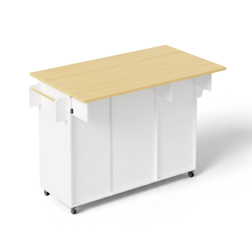 Isola Cucina Mobile con Piano Ribaltabile ¨C MINIMAL ¨C Tavolo Bar, Cassetto, Ante, 120x45x92 cm