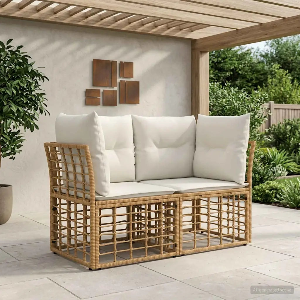 Loveseat da esterno 2 pz Naturale e Bianco Crema polyrattan CFW4511238