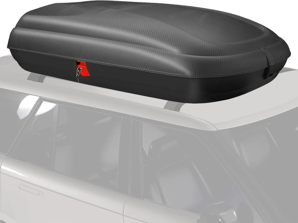 Box da Tetto per Auto XL, Baule Tetto Universale Rigido Impermeabile Super Resistente in Fibra Carbonio e Metallo, Portapacchi per Auto con Chiavi, Capacità 75 kg (169 x 80 x 36,5 cm)