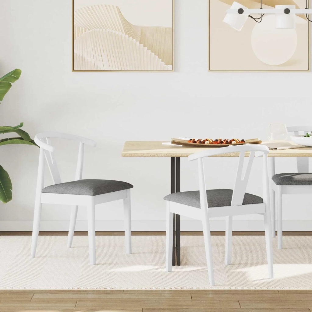 Sedia da pranzo 2 pz | Sedie da cucina Bianco e Grigio Legno di gomma solido