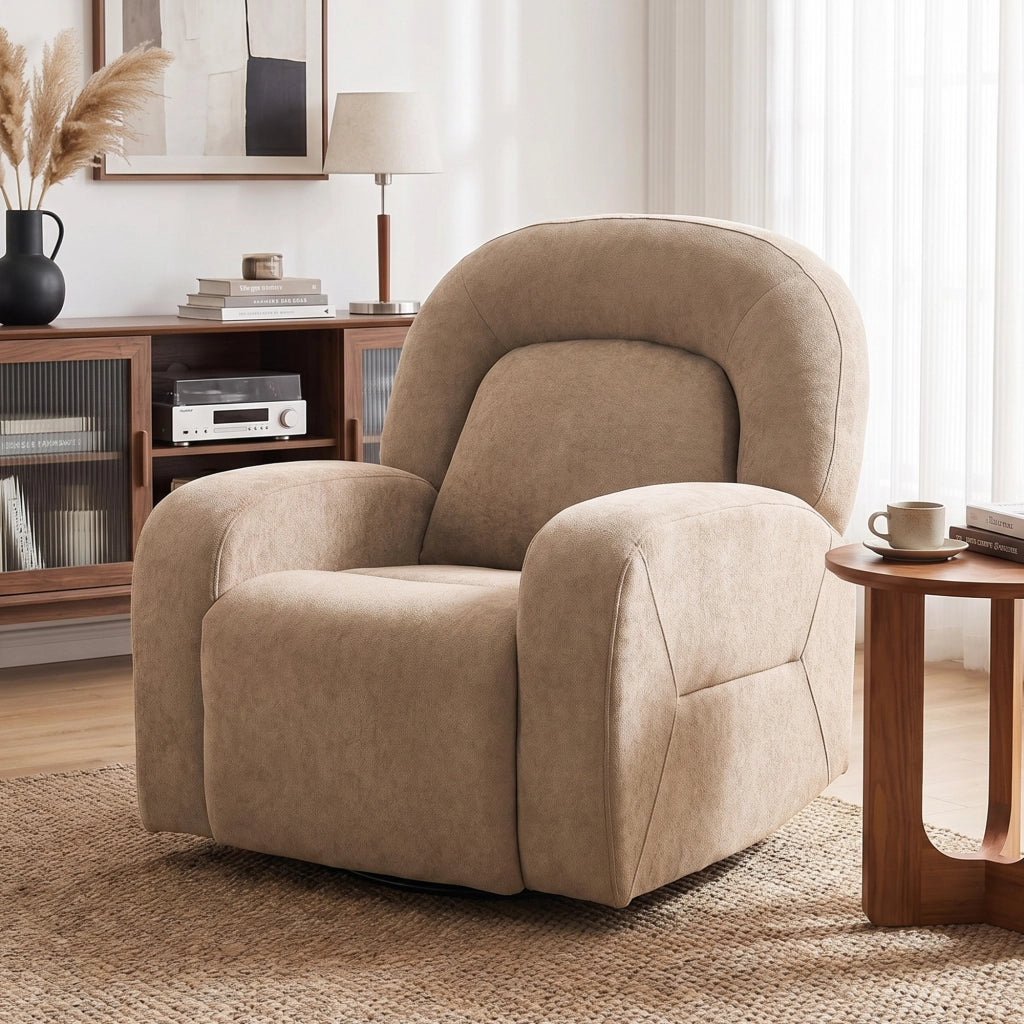 Poltrona Relax Massaggiante Girevole ¨C Zephmum ¨C Tessuto Velluto Grigio Khaki