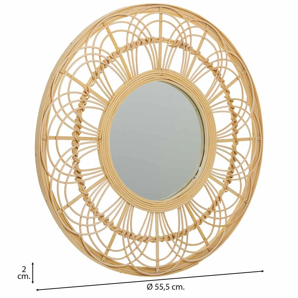 Specchio in rattan e bambù marrone d55,5x2h