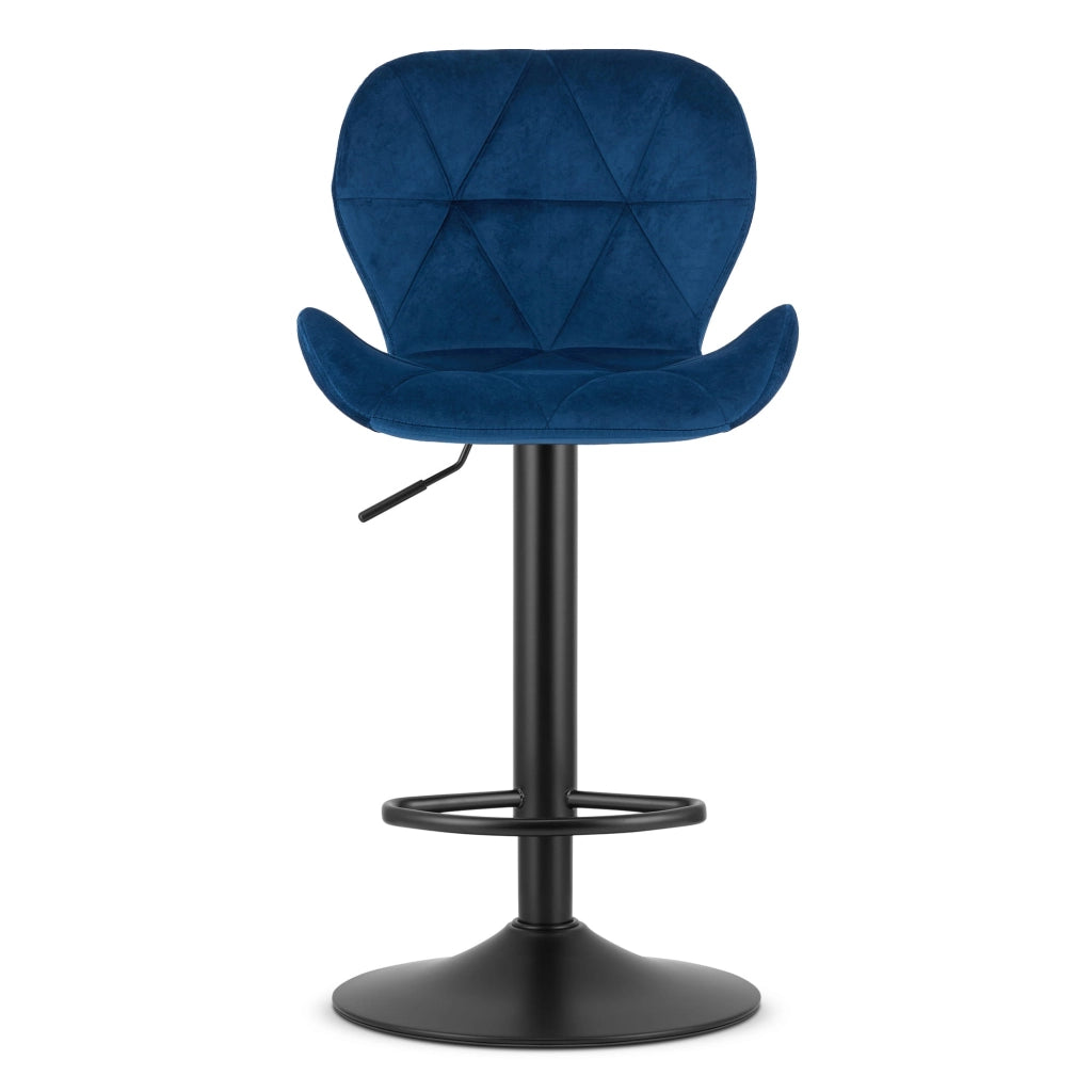 Sgabello VALORA WEST - Velluto blu navy con base nera x 2