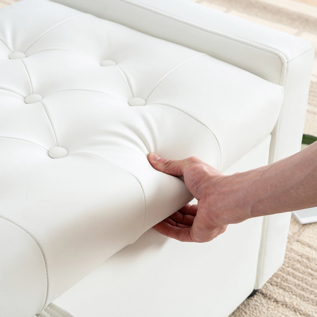 Panca Contenitore Rettangolare in Ecopelle con Rivestimento Capitonné, 122x45x47 cm, per Camera e Ingresso