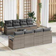 Set Divano da Giardino con cuscino 9 pcs Grigio polyrattan