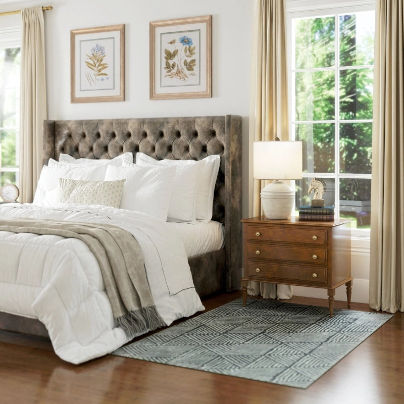 Tappeto da soggiorno lavabile 170 × 120 cm in polipropilene grigio scuro con motivo geometrico moderno