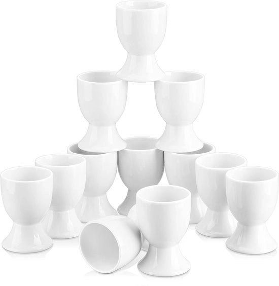 Confezione di 12 coppe per uova in porcellana - Design spaziale