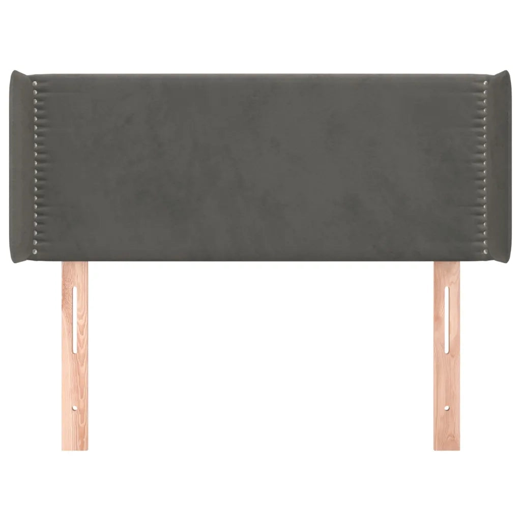 Testiera ad Orecchio-Testata con Orecchie Grigio Scuro 93x16x78/88 cm in Velluto 477338