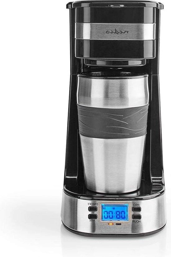 Caffettiera con timer e interruttore - Capacità massima 0,4 l - Argento/Nero