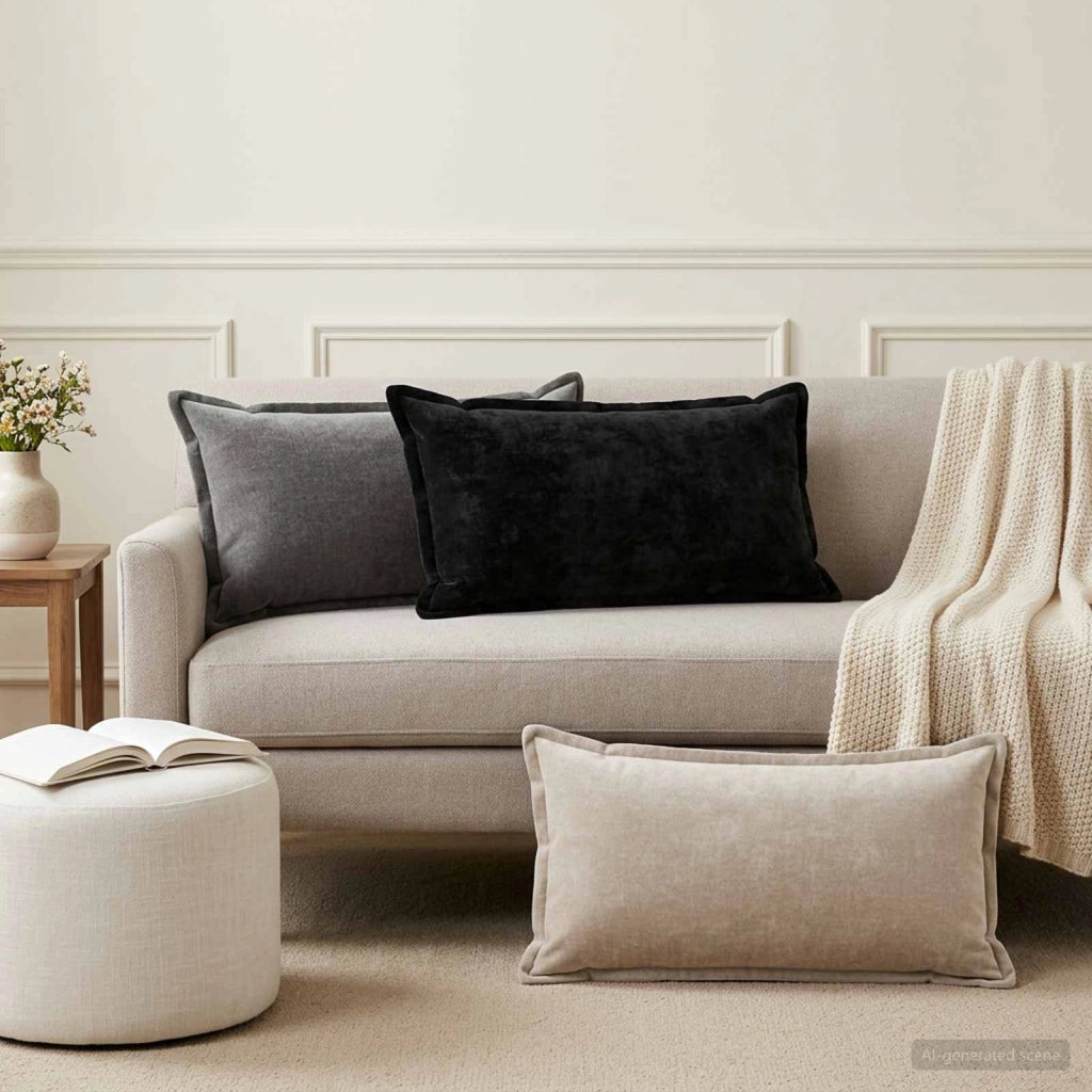 Federa 2 pz HOUTEN Grigio Chiaro 40 x 80 cm Tessuto Chenille 918226