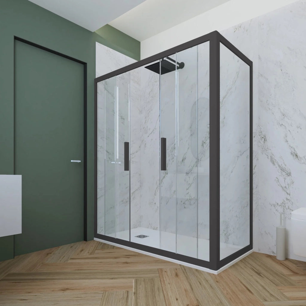 Box doccia 2 ante scorrevoli 90x150 CM H 200 Vetro Trasparente Profilo Antracite mod. Glam Duo