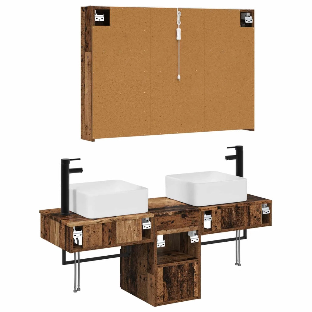 Set di Armadi da Bagno 4 pz Legno antico Legno ingegnerizzato 3406309