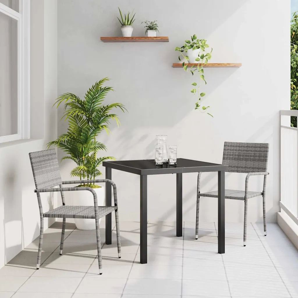 Set da Pranzo per Giardino 3 pz Grigio polyrattan 3380043