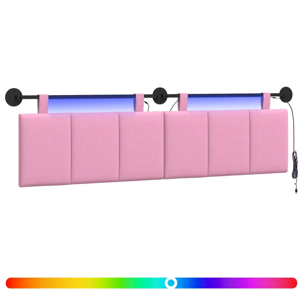 Testiera | Testata sospesa Con luce LED Rosa Tessuto