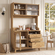 Credenza alta da sala da pranzo in legno con presa; porte USB-A e USB-C; frontale in acrilico ondulato 100.5 × 40 × 178 cm